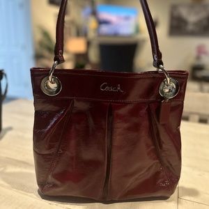 Coach Burgandy Patent Leather Shoulder Bag